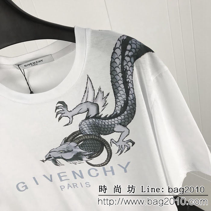 GVC紀梵希 19早春新款 蛟龍印花 雙股絲光棉 男款短袖 ydi1541